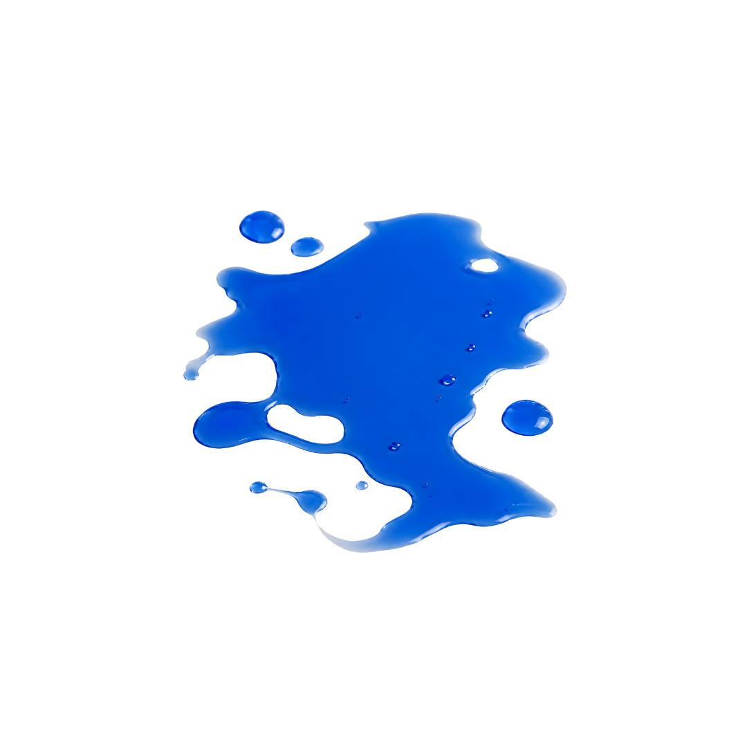 Deep blue Pepcare Lab Hair and Scalp Serum texture with droplets on white