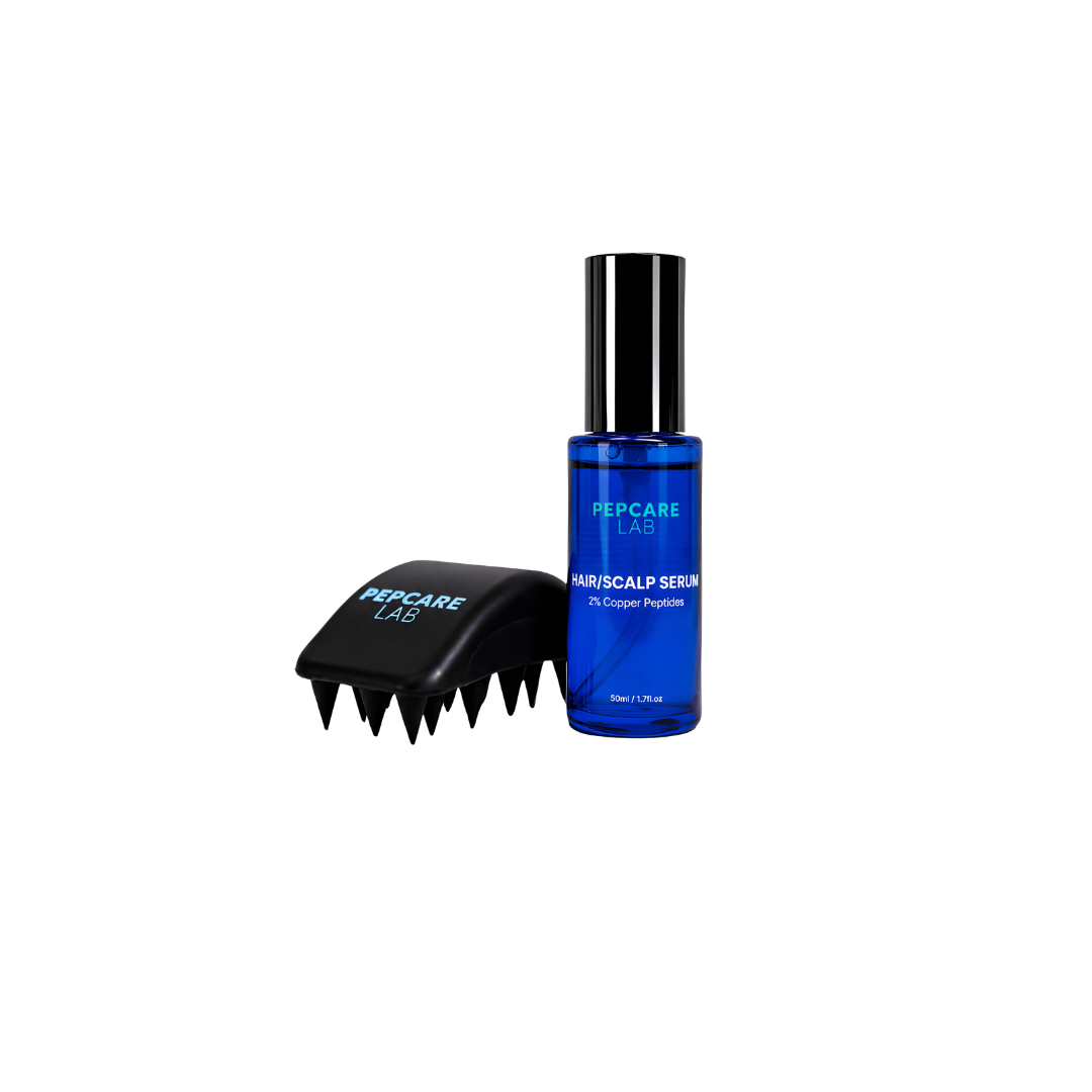 Pepcare Lab Hair and Scalp Serum and silicone scalp brush bundle