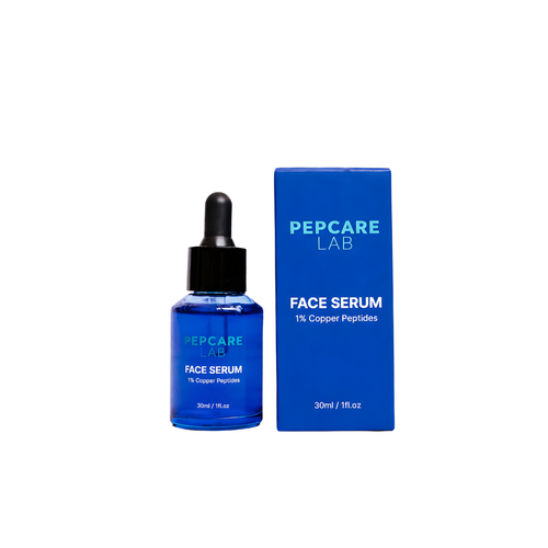 Pepcare Lab 1% Copper Peptide Face Serum with its blue product box