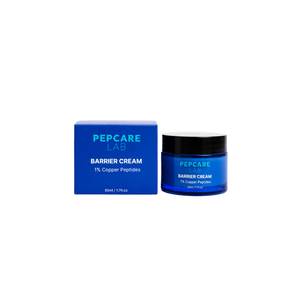 Pepcare Lab 1% Copper Peptide Barrier Cream with its blue product box